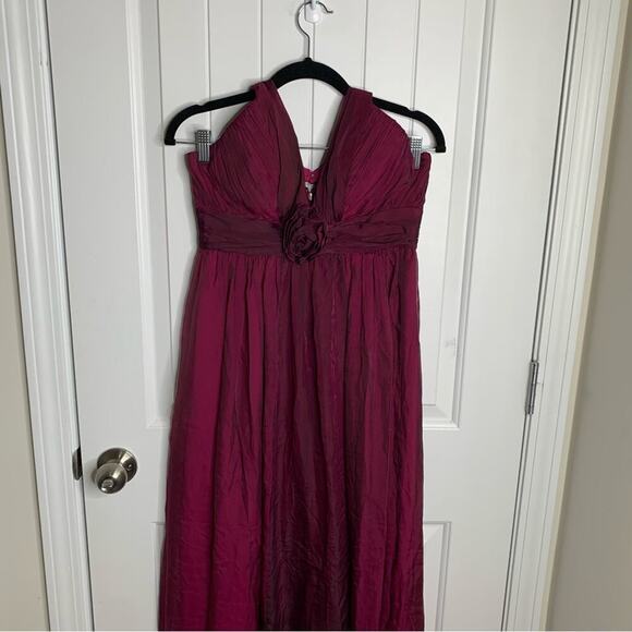 Vintage 90s y2K party silk red halter ruched midi dress size 6 kay unger prom - Picture 5 of 10